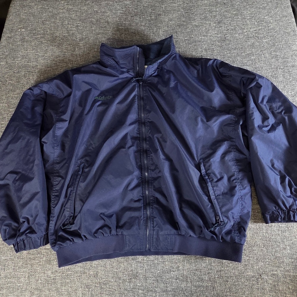 Vintage 90s Columbia Sportswear Jacket Mens 3XL Tall Navy Fleece Lined Bomber